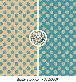 hand drawn roses pattern set - light brown and turquoise colors ornament