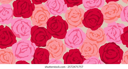 Hand drawn roses seamless pattern. Vintage flowers vector. Romantic floral background for fabric, textiles, clothing, wallpaper, wall art wrapping paper, cover, poster, banner, home decor.