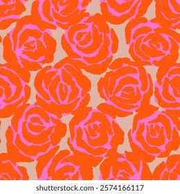 Hand drawn roses seamless pattern. Vintage flowers vector. Romantic floral background for fabric, textiles, clothing, wallpaper, wall art, wrapping paper, packaging, cover, poster, banner, home decor.