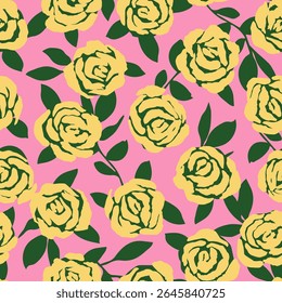 Hand drawn roses seamless pattern. Vintage flowers vector. Romantic floral background for fabric, textiles, cards, wallpaper, wall art, packaging, covers, posters, banners, home decor.