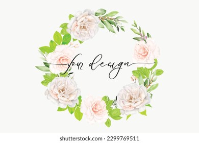 hand drawn roses wreath illustration