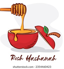 Hand drawn Rosh hashanah apple and honey Vector