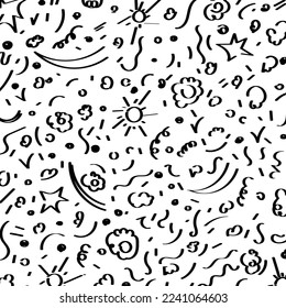 Hand drawn rough different doodle shapes abstract background