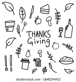 Hand drawn, rough handmade doodles related to Thanksgiving day - EPS Vector