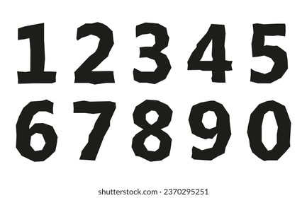 Números aproximados dibujados a mano: 1234567890. Número moderno negro