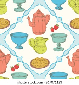 hand drawn rough simple cuisine food sketches. background for cafe menu