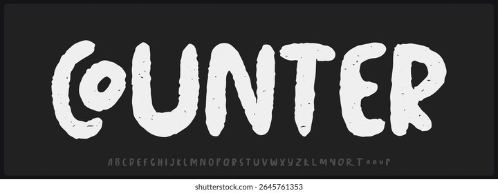 Hand drawn rough vector font. Uppercase alphabet with texture and variation. 