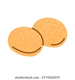 Hand drawn round bread buns with sesame topping, perfect for bakery menus, packaging, and casual food branding design