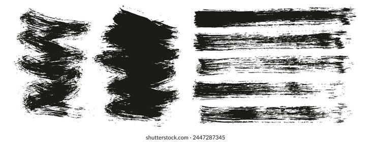 Cepillo Redondo Dibujado A Mano Fondo Corto Delgado Y Líneas Rectas Mezcla Pincel De Artista Alto Detalle Abstractas Fondo De Vector Conjunto De Mezcla 