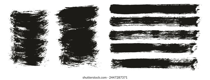 Cepillo Redondo Dibujado A Mano Fondo Corto Delgado Y Líneas Rectas Mezcla Pincel De Artista Alto Detalle Abstractas Fondo De Vector Conjunto De Mezcla 