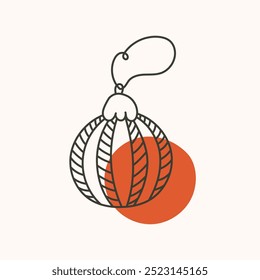 Hand drawn round Christmas tree decoration. Doodle vector illustration for winter greeting cards, posters, stickers and seasonal design.