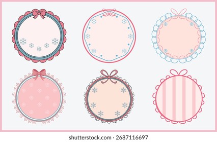 Paquete redondo dibujado a mano del Clipart del marco del borde de la coqueta
