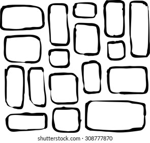 hand drawn round corner rectangle and square shapes over white