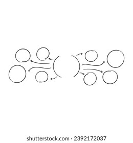 hand drawn round diagram template. four steps doodle diagram template