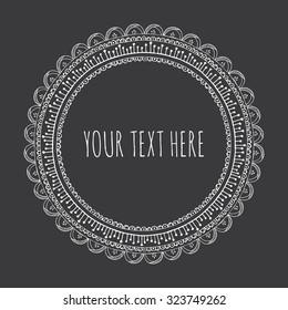 hand drawn round frame, decorative design elements, circle ornament