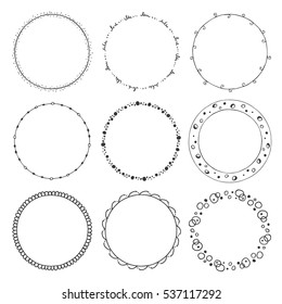 hand drawn round frames, decorative design elements, circle ornaments