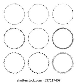 hand drawn round frames, decorative design elements, circle ornaments