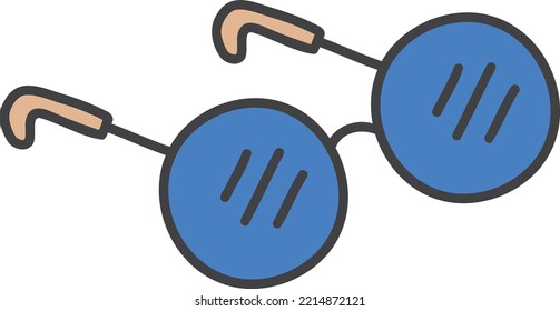 Ilustración de gafas redondas dibujadas a mano aislada en el fondo