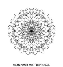 Hand drawn round mandala pattern. Lacy ornament in circle. Vector illustration. Element for coloring pages.