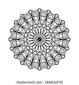 Hand drawn round mandala pattern. Lacy ornament in circle. Vector illustration. Element for coloring pages.