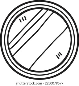 Hand Drawn round mirror illustration isolated on background