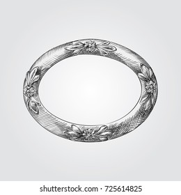 Hand Drawn Round Picture Frame Sketch Symbol isolated on white background. Vector Frame Element In Trendy Style