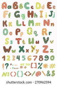 Hand drawn rounded alphabet letters