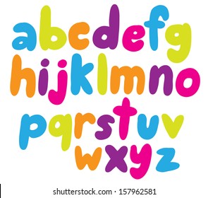 Hand drawn rounded alphabet lowercase ABC letters