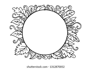 Hand drawn rounded floral frame.