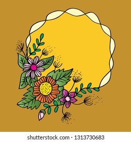 Hand drawn rounded floral frame.