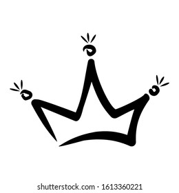 Hand drawn royal crown decorated with precious stones. Vector cartoon illustration. Objects isolated on a white background.