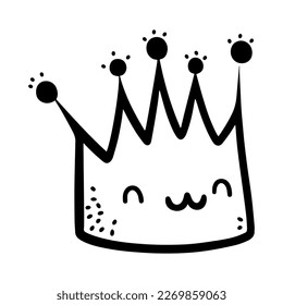 Handgezeichnete königliche Krone einzeln auf weißem Hintergrund. Vektorgrafik, Doodle-Stil.