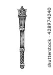 Hand drawn royal scepter. Vector illustration