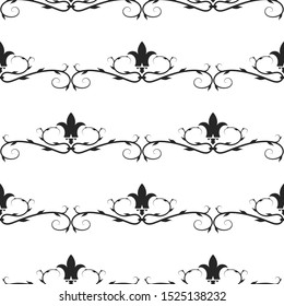 Hand drawn royal seamless pattern. Elegant ornate wedding background. Vector isolated vintage invitation card texture.