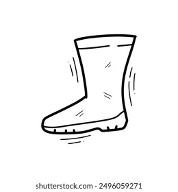 Hand Drawn Rubber Boot Illustration. Doodle Vector. Isolated on White Background - EPS 10 Vector