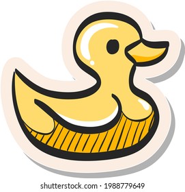 Hand drawn Rubber duck icon in sticker style vector illustration