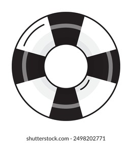 Hand drawn rubber  ring isolated on white background. Design concept for summer vacation and travel.  Can be used in web design, print, textile, packaging. Vector illustration.