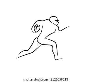 hand drawn rugby player line illustration