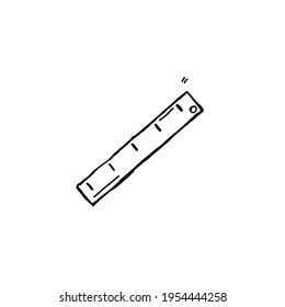 Dibujo manual de la regla, diseño de doodle, icono de objeto, ilustración vectorial