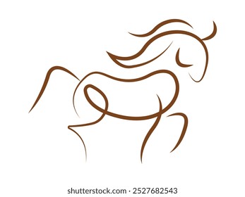 Hand drawn Running horse minimalist lines art vector