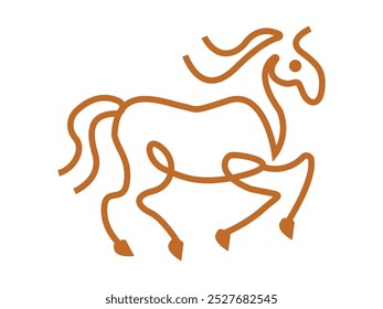 Hand drawn Running horse minimalist lines art vector