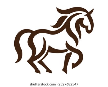 Hand drawn Running horse minimalist lines art vector