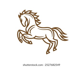 Hand drawn Running horse minimalist lines art vector