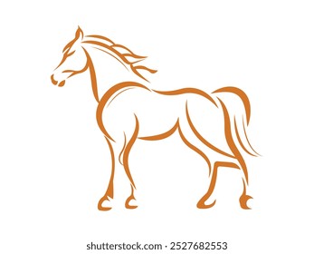 Hand drawn Running horse minimalist lines art vector