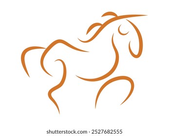 Hand drawn Running horse minimalist lines art vector