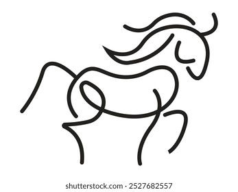 Hand drawn Running horse minimalist lines art vector