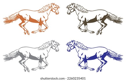 Hand Drawn Running Horse Vector Illustration
