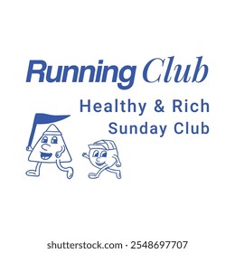 hand drawn running retro cartoon t-shirt design illustration