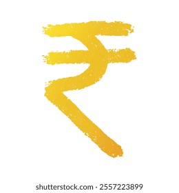 Hand drawn rupee Gold currency symbol Brush stroke doodle Single element for design
