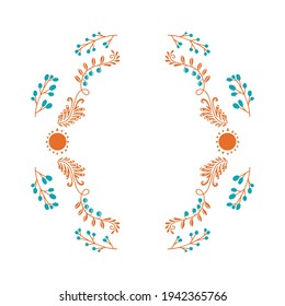 Hand drawn Rustic banner with folk art easter. Handmade drawing folk vector illustration. Decorative flower elements.